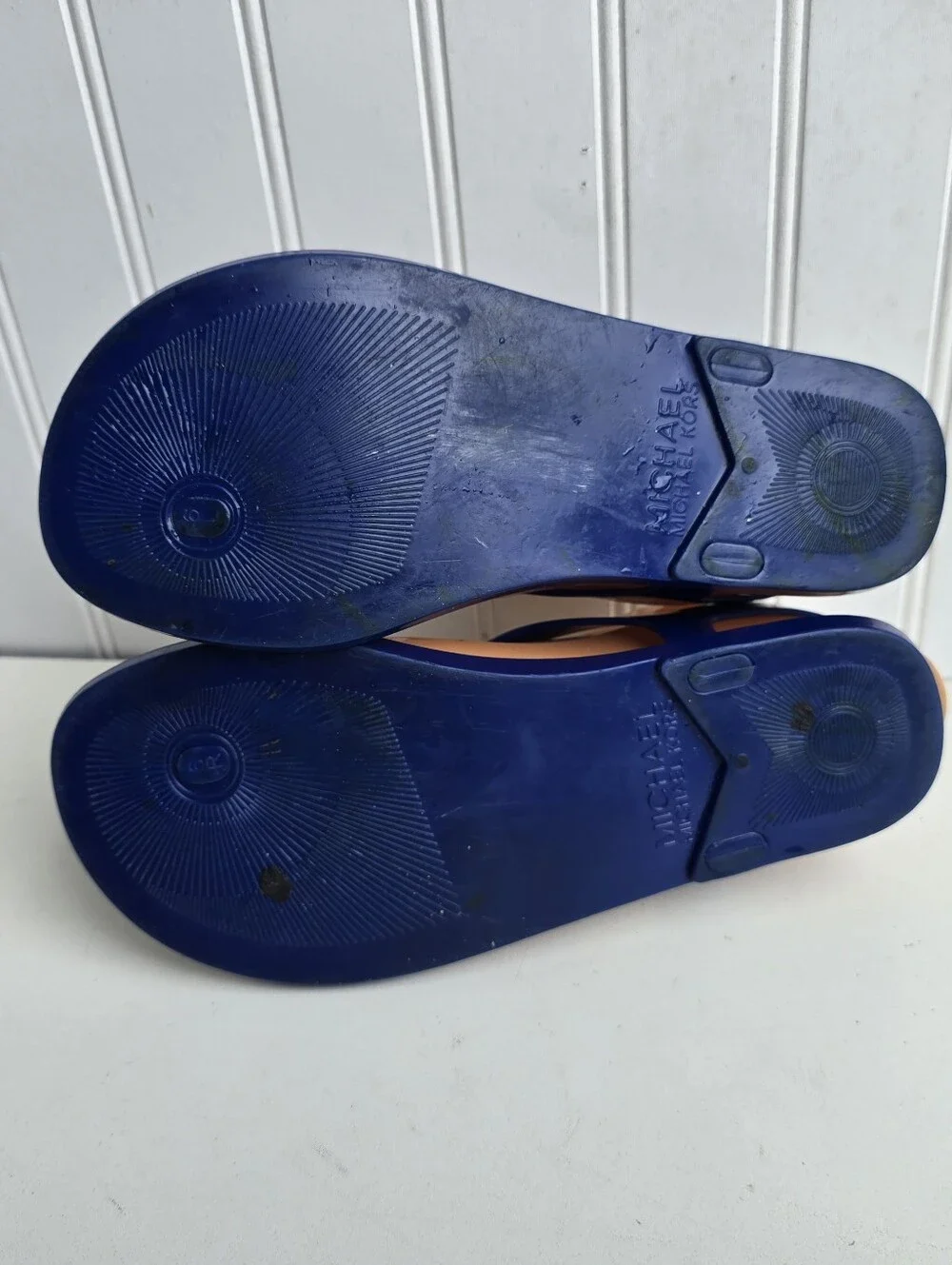 Michael Kors Sandals MK Logo Charm Thong LILLIE Jelly Flip Flop Blue size 6 sv24